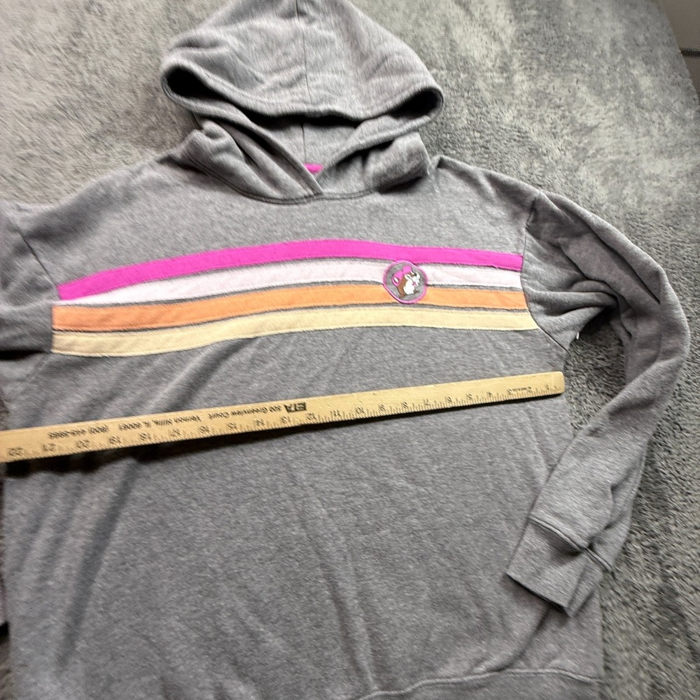 Buc-ee's Women's Fleece Hoodie NWOT Gray Striped Logo Patch L Pullover Cozy - Picture 5 of 6